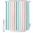 thumbnail image 2 of Aqua Teal Stripe Waterproof Fabric Shower Curtain,Geometric Grey White Vertical Striped Waterproof Fabric Shower Curtain for Bathroom Curtains Bathtubs Shower Curtains with 12 Hooks Extra Long 72x96, 2 of 8