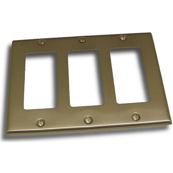 Residential Essentials 10834SN Triple Rocker Switch Plate- Satin Nickel