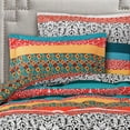thumbnail image 2 of Lush Decor Boho Stripe Polyester Reversible Comforter, Twin-XL, Turquoise/Tangerine, 5-Pc Set, 2 of 4