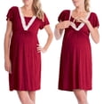 thumbnail image 2 of Breastfeeding Nightgown Pregnancy Sleep Dress Cotton Nursing Wear Easy Access Comfortable Maternity Clothes, 2 of 9
