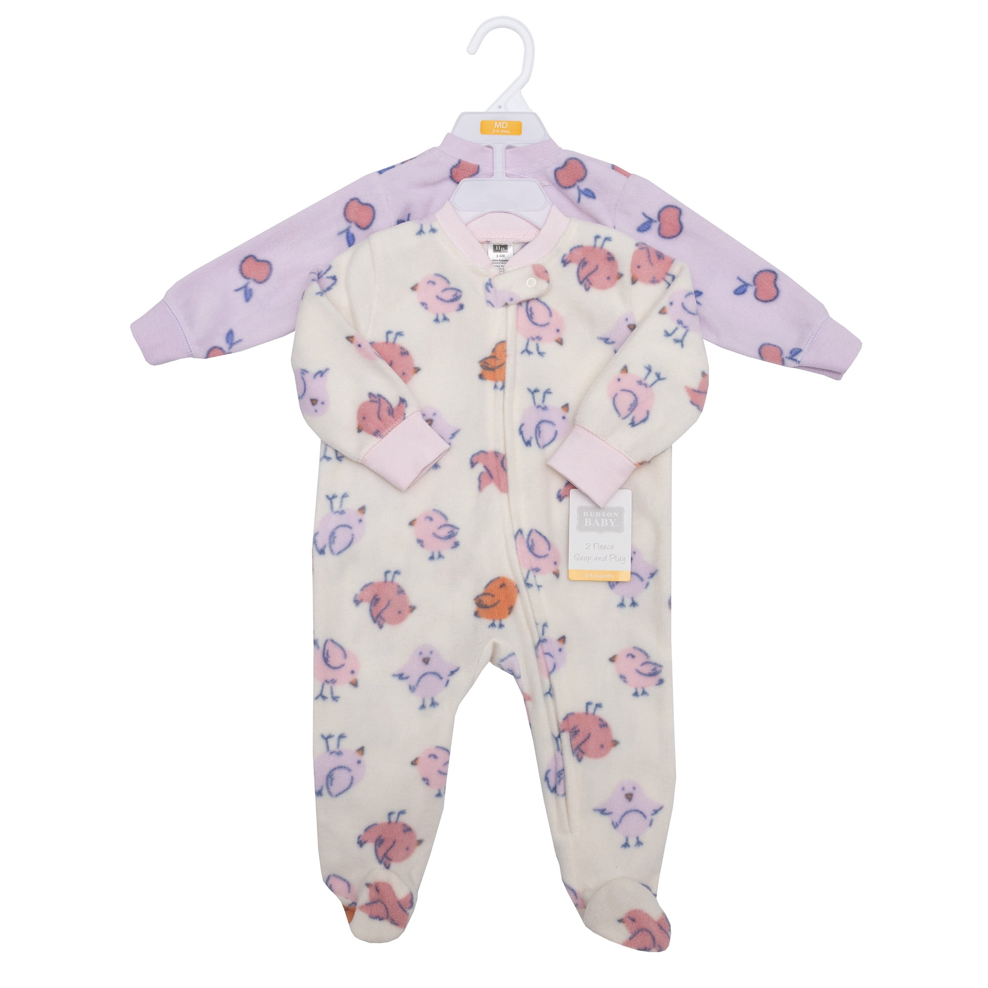 Hudson Baby Infant Girls Fleece Sleep and Play, Baby Bird, Newborn
