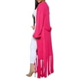 thumbnail image 3 of Gureui Women's Open Front Cardigan Long Sleeve Solid Cable Knit Loose Tassel Hem Winter Warm Long Knitted Sweater Coat with Belt Streetwear, 3 of 3