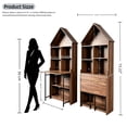 thumbnail image 2 of Leumius Folding Craft Desk with Storage Shelves, Convertible Hideaway Desk to Bookshelf, Foldable Desk with Storage, Disappearing Desk for Living Room Home Office Walnut, 2 of 9