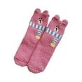thumbnail image 3 of Womens 3D Bear Face Fuzzy Socks Soft Cosy Slipper Warm Winter Thick Plush Crews Sock Home Sleeping Sock Hosiery Home Sleeping Hot Pink, 3 of 4