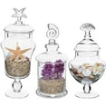 thumbnail image 2 of MyGift Clear Glass Set of 3 Seashell Handle Apothecary Jars / Food Storage Canisters, 2 of 5
