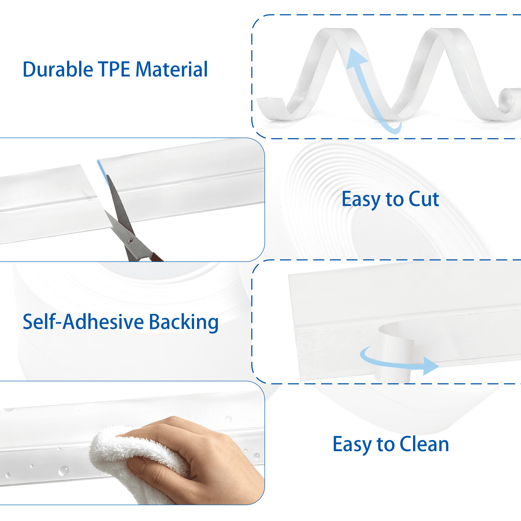 49 FT Clear Self Adhesive Weather Stripping Tape, Windproof Sound Insulation Silicone Door Window Seal Strip For Door Bottom, Sliding Window & Bathroom