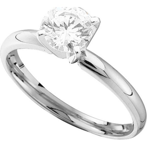 14kt White Gold Womens Round Diamond Solitaire Bridal Wedding Engagement Ring 1/4 Cttw