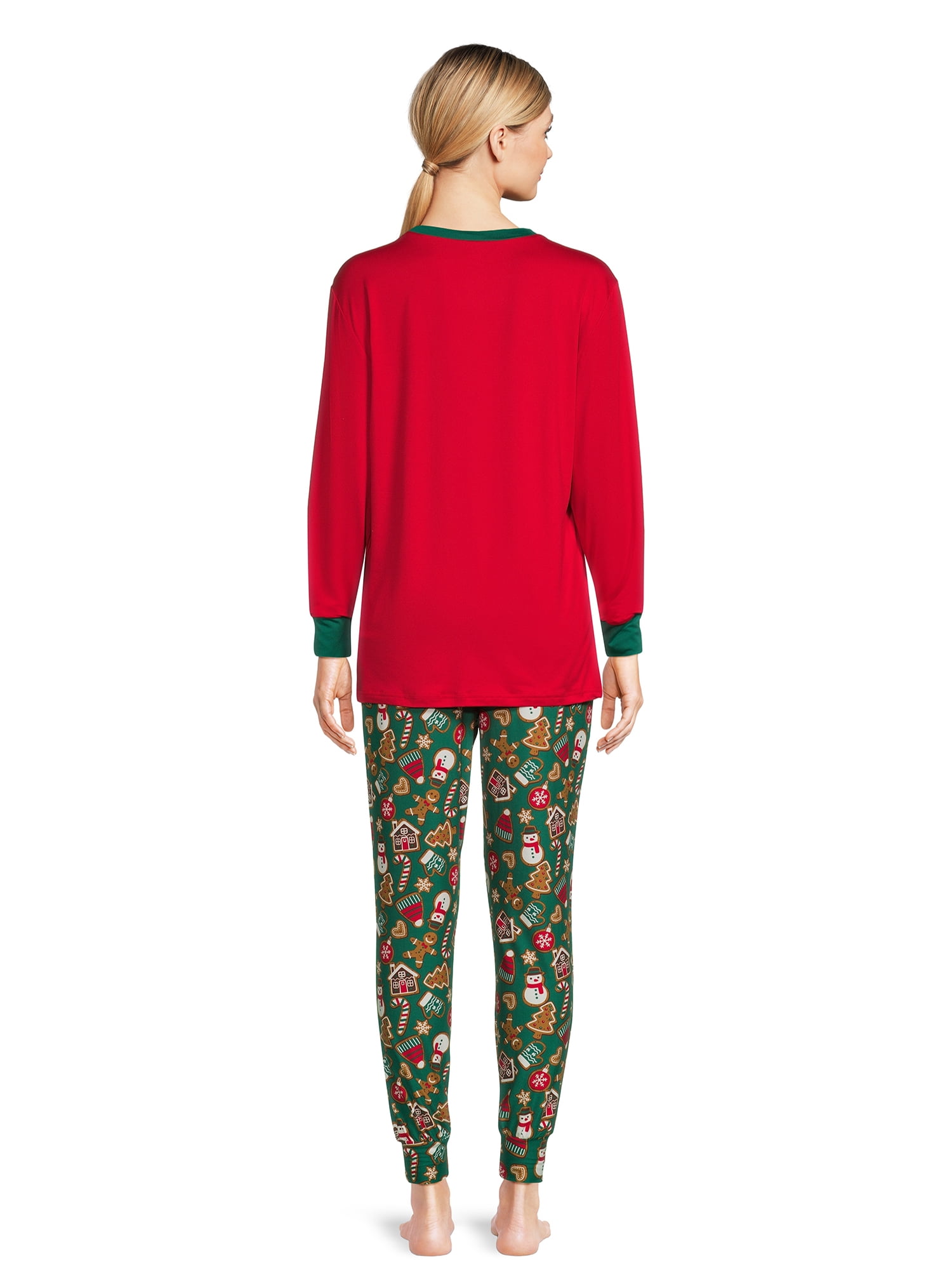 Jolly Jammies Women’s Holiday Gingerbread Matching Family Pajamas Set, 2-Piece, Sizes S-3X