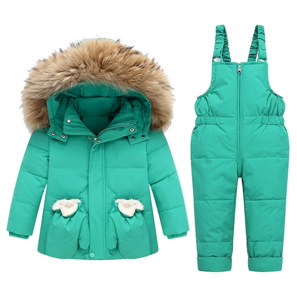 Srobpty Toddler Long Sleeve Casual Set, Boys Girls Fashion Solid Color Down Jackets Keep Thickening Warm Outdoor Coat JumpSet