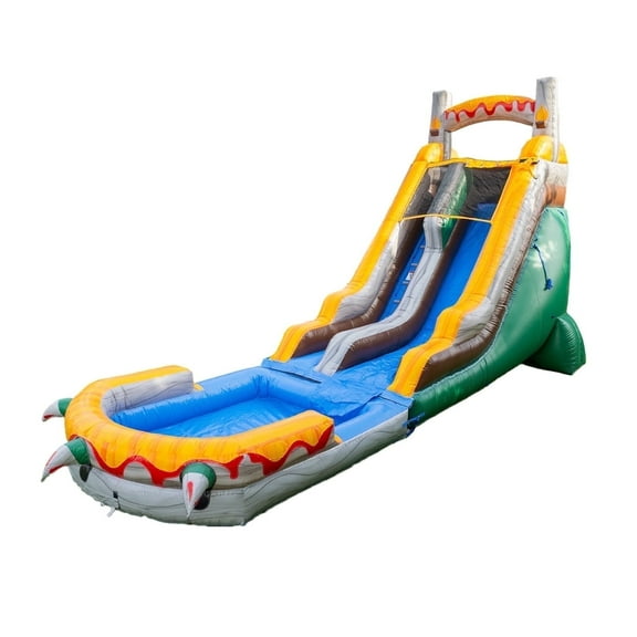 HeroKiddo T-Rex 18' Marble Color Effect Water Slide with Detachable Pool
