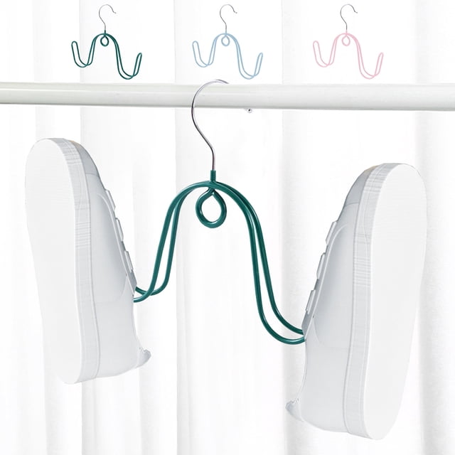 Secadero para zapatos para zapatillas, zapatillas, botas – Estantería de plástico que ahorra espacio • Diseño de gancho cortavientos • Accesorio doméstico de secado rápido y control de olores