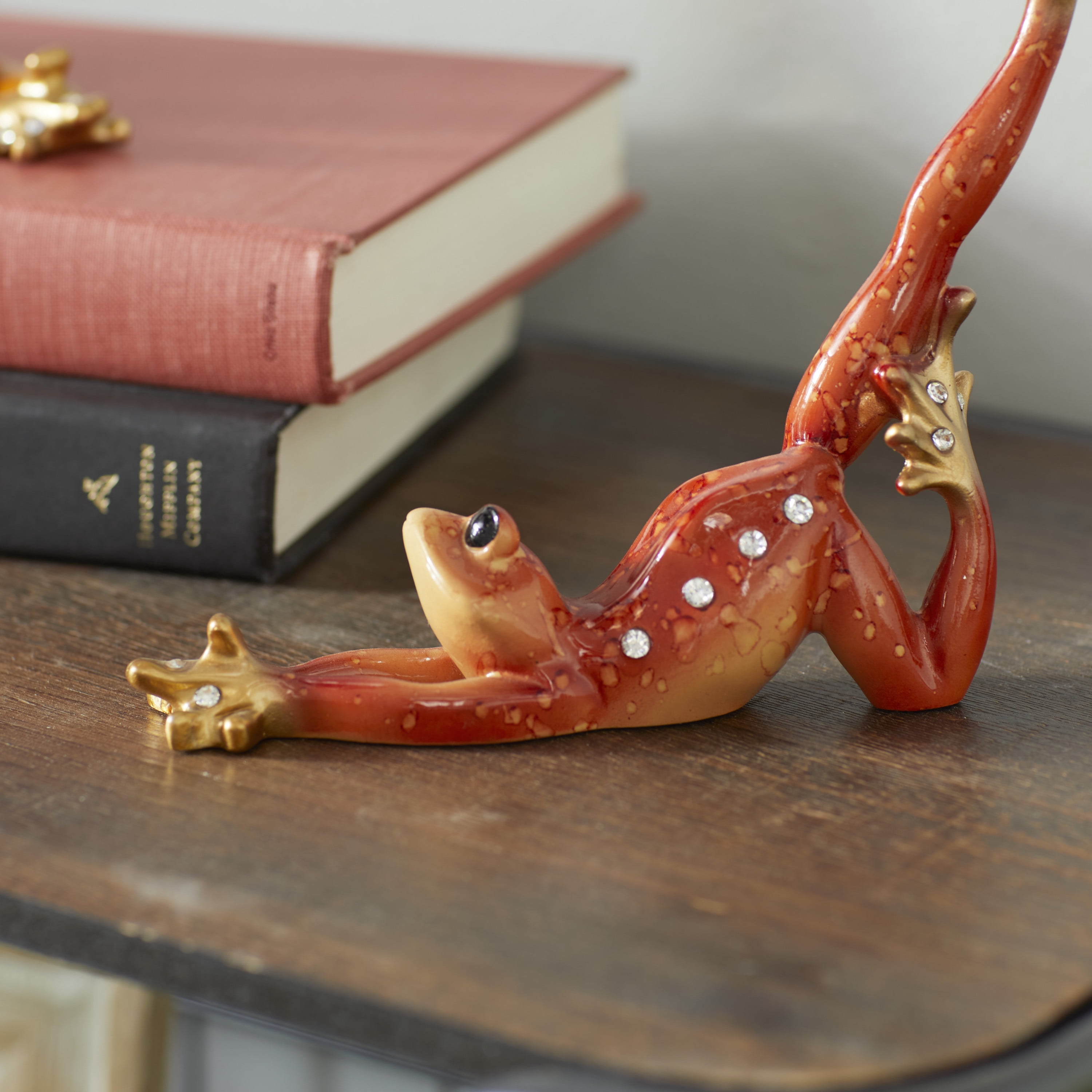7"H, 6"W Multi Colored Polystone Frog Sculpture, by DecMode (3 Count)