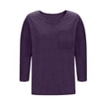 thumbnail image 7 of Pxxlle 3/4 Length Sleeve Tops Women Summer Casual V Neck T Shirts Solid Color Classic Tees with Pocket Purple XXL, 7 of 7