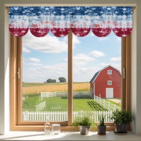 Gradual Red Blue Door Banner Stars U.S. Flag Abstract Art Modern Small Scalloped Hanging Banner for Door Hanging Flag Backdrop Decoration for Wall Window Party 3pcs 8 x 12 Inch