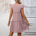 thumbnail image 5 of vigerkar Women's Summer Dresses Sleeveless Ruffle Sleeve Round Neck Solid Loose Short Flowy Pleated Mini Dress (Light Purple, S), 5 of 5