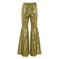 thumbnail image 6 of Women's High Waist Flare Pants, Gold Snake Print Stretchy Bootcut Trousers,Gold,XL, 6 of 9