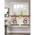 thumbnail image 2 of Christmas Sheer Curtains 45 Inch Long 2 Panels, Xmas Snowman Pine Tree Snowflakes Wood Grain Gold Light Filtering Rod Pocket Semi Sheer Curtains, Sheer Voile Drapes for Living Room Bedroom, 52"x45", 2 of 5