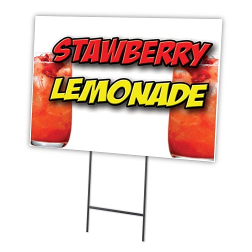 STRAWBERRY LEMONADE 18"x24" Yard Sign & Stake | Advertise Your Business | Stake Included Double Sided Image | Made in The USA