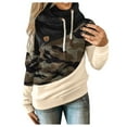thumbnail image 3 of Pxiakgy Splice Long Hoodie Sleeve Casual Tops Sweatshirt Contrast Women Camouflage Strap Women's Hoodies Sweatshirts Black 5XL, 3 of 3