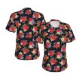 thumbnail image 5 of Wukai Red Rose Flower Classic V-Neck T-Shirt for Women: Comfortable, Stylish, and Versatile Wardrobe Essential-3X-Large, 5 of 7