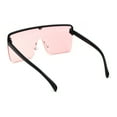 thumbnail image 2 of 80s Retro Robotic Large Shield Flat Top Plastic Sunglasses Black Pink, 2 of 4