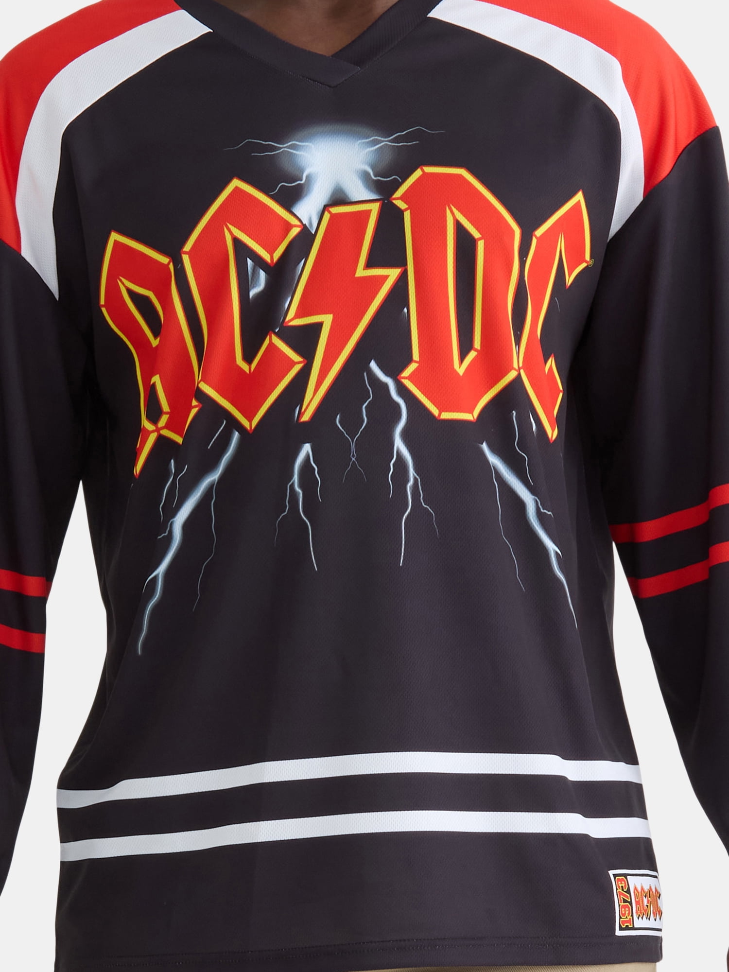 AC/DC Men's & Big Men's Graphic Hockey Jersey with Long Sleeves, Sizes XS-3XL