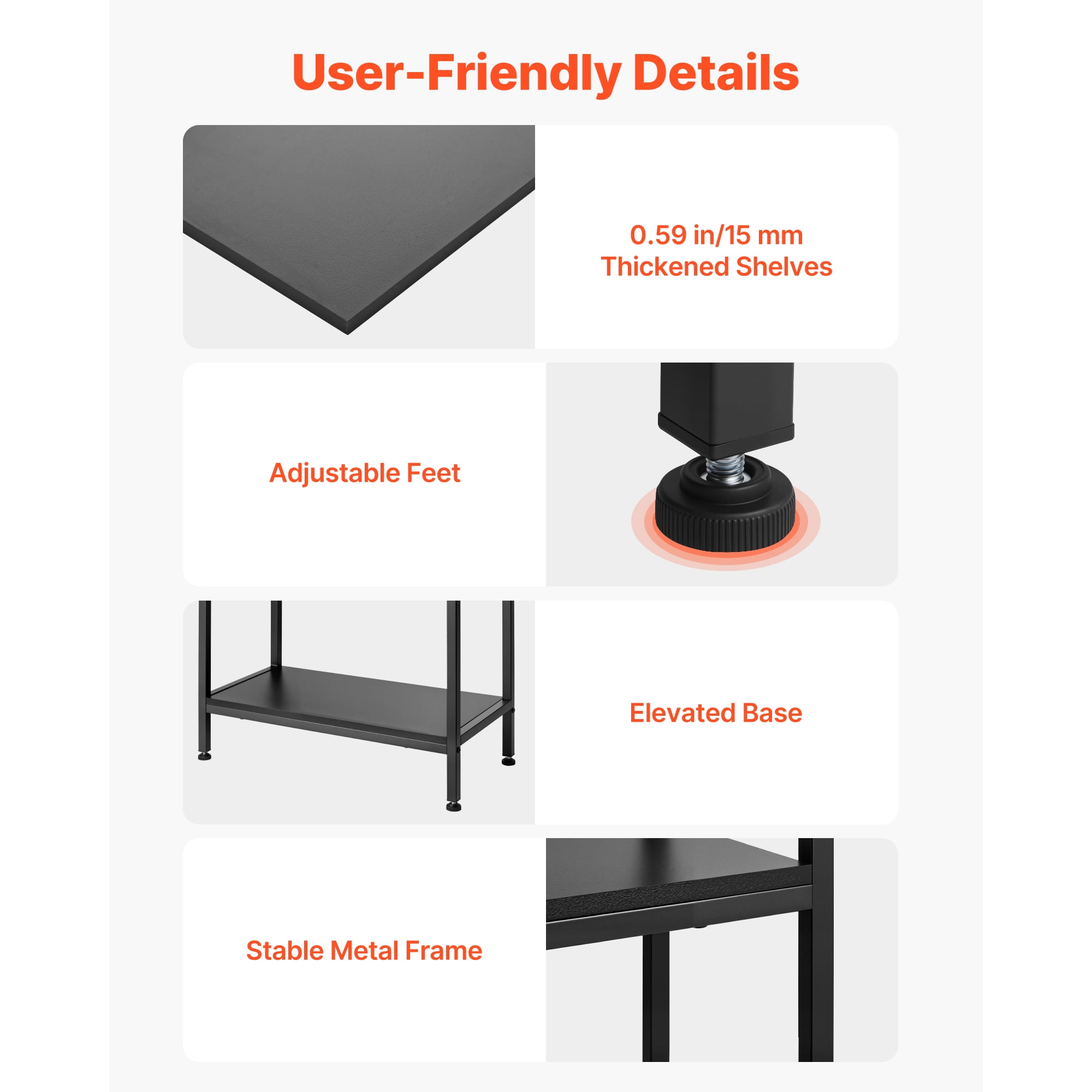 KFFKFF 4-Tier Open Bookshelf with Arched Design, Metal Frame Storage Shelves, Freestanding Industrial Display Rack for Office, Bedroom, or Living Room, Black