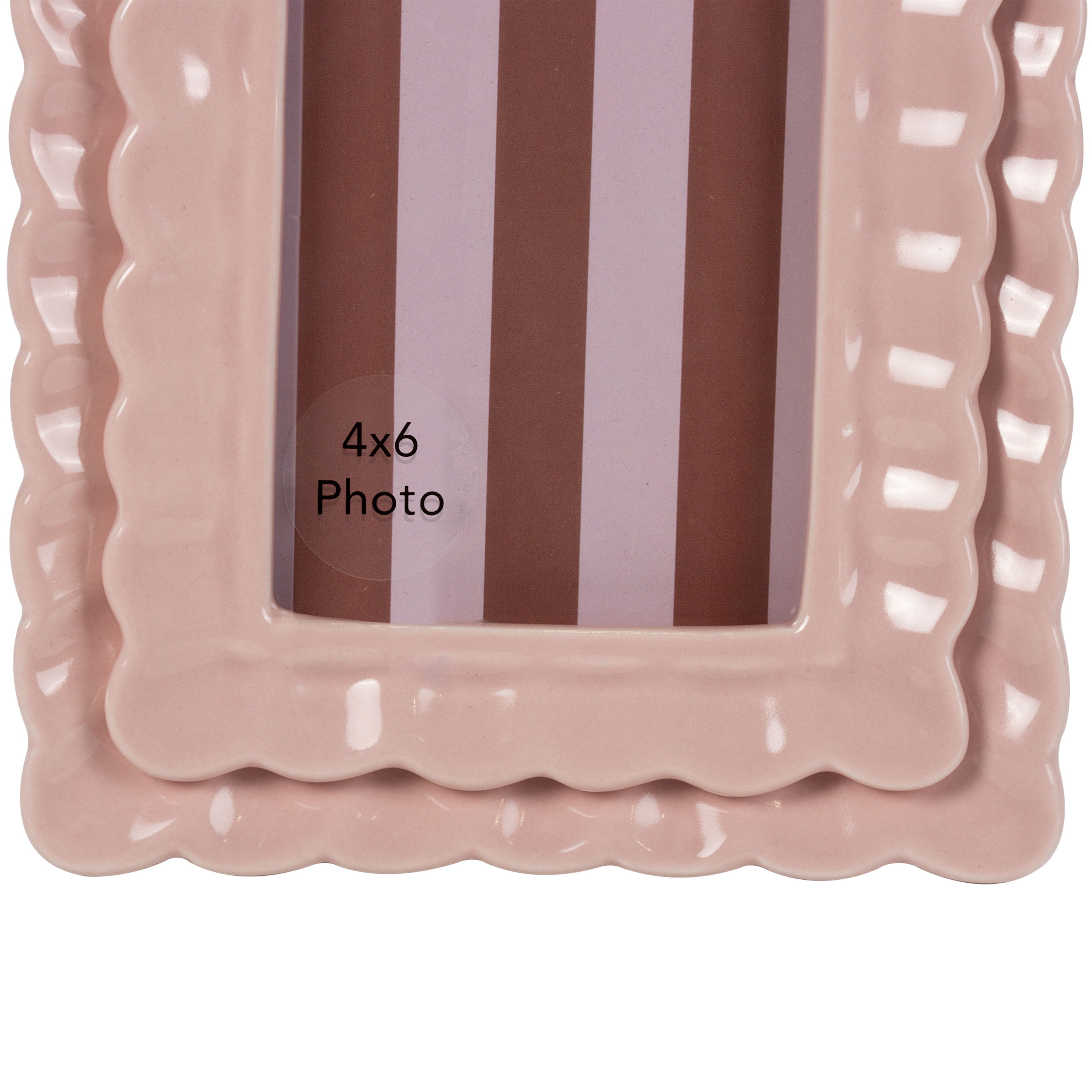 Sterling & Noble Home – 4x6 Picture Frame – Double Ruffle Pink Ceramic Photo Frame