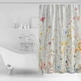 thumbnail image 4 of Extra Long Shower Curtain 72x96 Inch, Spring Flowers Shower Curtain Waterproof Bathroom Decor Watercolor Botanical Wild Florals Herbs Fabric Bath Curtain Set Accessories with Hooks, 4 of 6