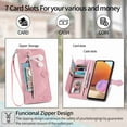 thumbnail image 4 of for Samsung Galaxy A32 5G Case for Women,Cute Wallet Case with Zipper Pocket Purse Flower Embossed PU Leather Card Slots Wrist Strap Flip Folio Protective Phone Cover for Samsung Galaxy A32 5G, Pink, 4 of 7