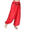thumbnail image 2 of Tribal Fusion Fashion Belly Dance Class Attire Harem Pants Clothing Red, 2 of 3