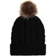thumbnail image 2 of Zhuge Gorros de invierno para mujer con pompones de piel sintética acanalados y forro grueso, 2 of 4