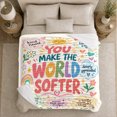 thumbnail image 5 of Printed Flannel Throw Blanket with You Make World Softer Whimsical Heartfelt Affirmation, 5 of 9