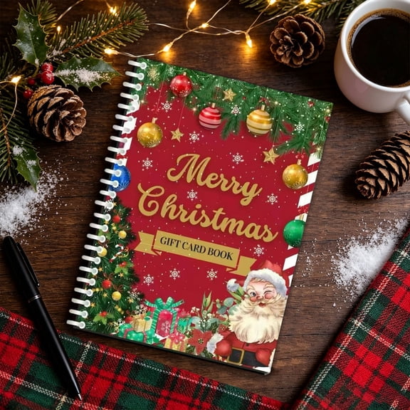 Gift Card Book,1pcs Christmas Gift Card Book Holder,Spiral Bound Merry Christmas Gift Card Booklet,Diy Holiday Greeting Card Organizer,Personalized Gift Card Storage Book For Family,Holiday Parties