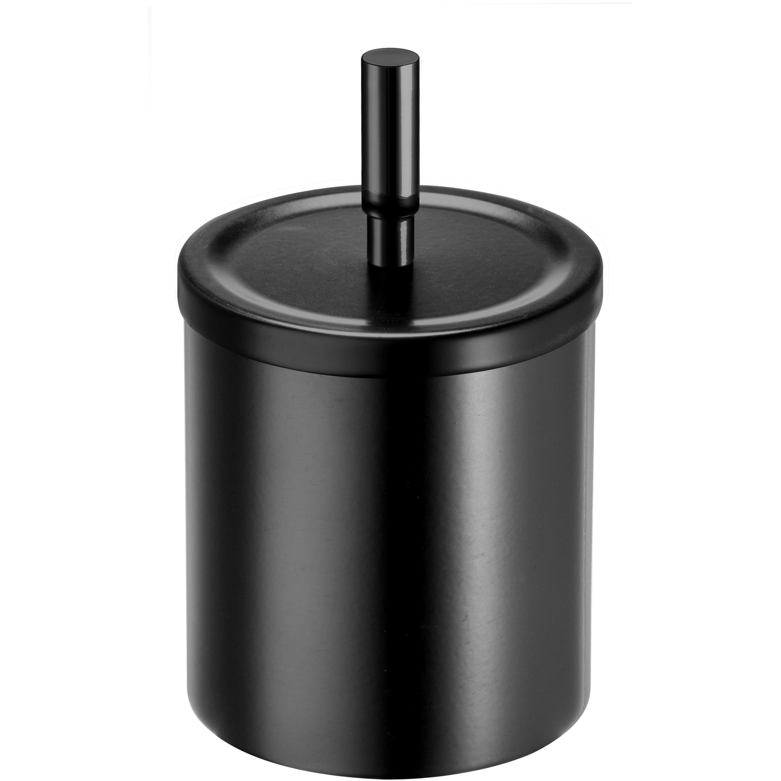 AGM Home Store Black Round Cotton Ball Swab Holder, Q Tip Jar for