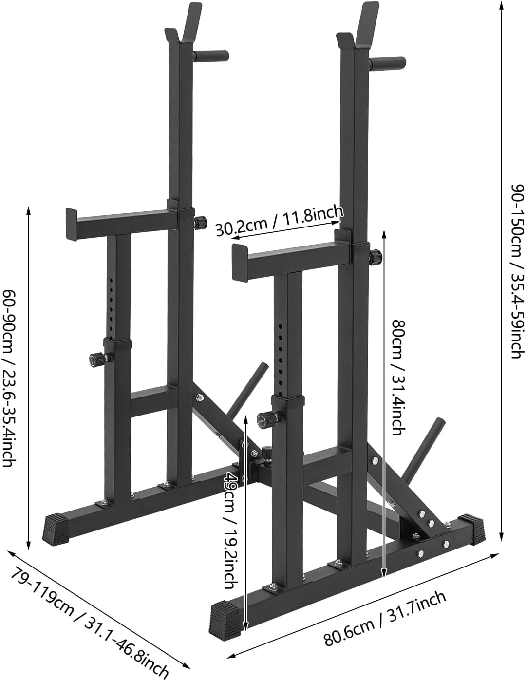 Adjustable Barbell Rack, Multi-function Barbell Rack,Squat Rack Stand, Barbell Rack for  Press,Weight Lifting Rack for Home Gym Strength Training Fitness Workout, Max Load 550LBS