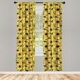 thumbnail image 2 of Ambesonne Orange Pattern Curtains, Sunflowers with Leaf, Pair of 28"x84", Mustard and Olive Green, 2 of 4