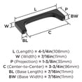 thumbnail image 6 of Amerock Merced 3-3/4 inch (96mm) Center-to-Center Matte Black Cabinet Pull, 6 of 7