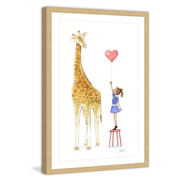Marmont Hill Giraffe And Girl By Phyllis Harris Framed Wall Art, 20" x 1.5"