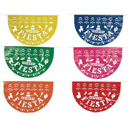 Fiesta Lrg Diecut Plastic Bunting Set - Party Decor - 6 Pieces
