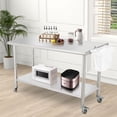 thumbnail image 4 of NSF Stainless Steel Work Table with Wheels - 60x24x35 Inch - Removable Trash Rack, Adjustable Undershelf, Curved Edge, Without Backstop, For Kitchen, Restaurant & Outdoor, 4 of 7