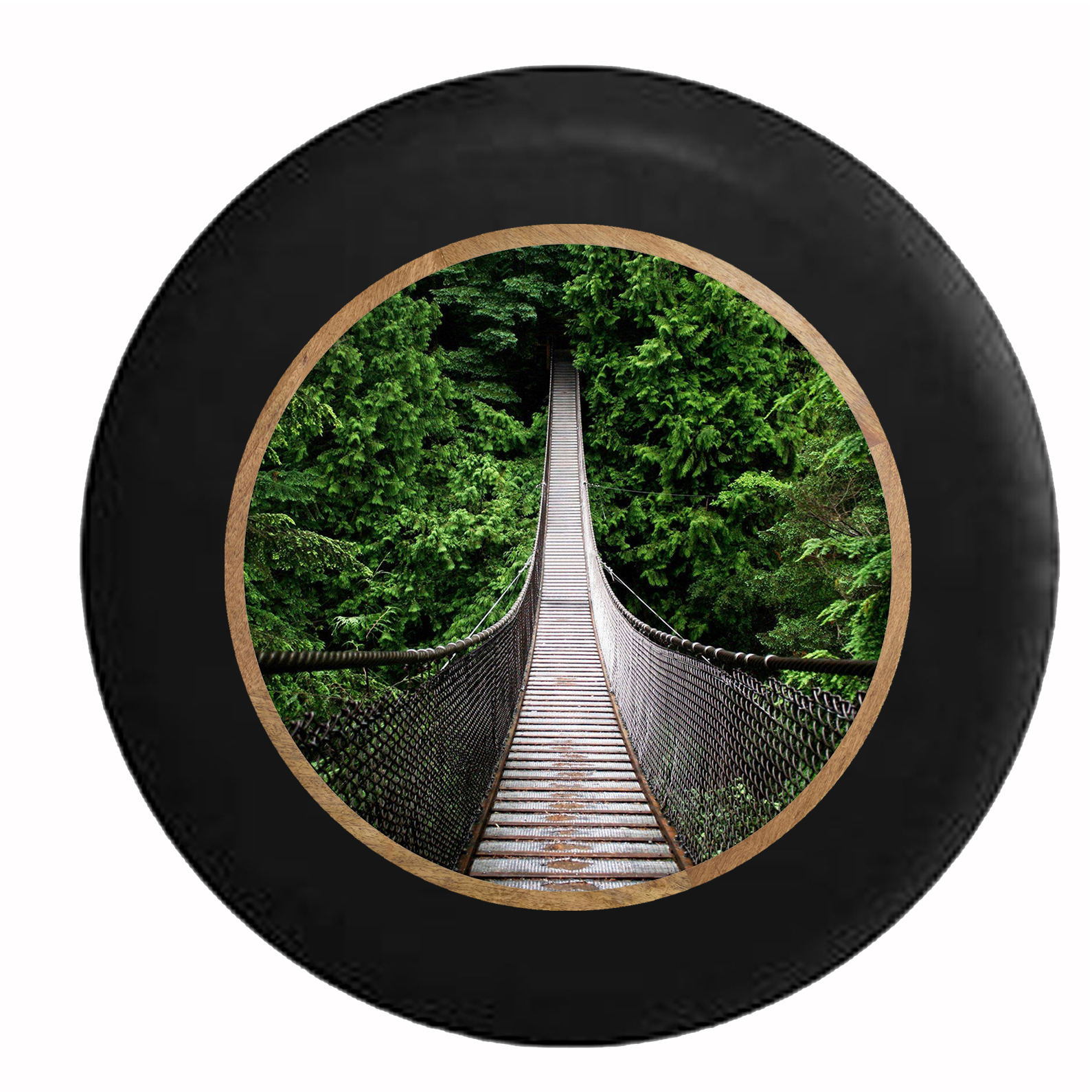 Suspension Bridge into Jungle Forest over River Jeep RV Camper Spare