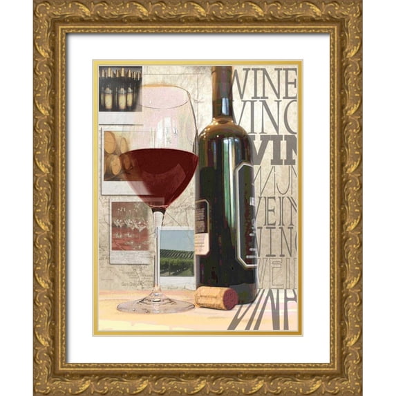 Wolk, Lisa 25x32 Gold Ornate Wood Framed with Double Matting Museum Art Print Titled - Worldly Wines