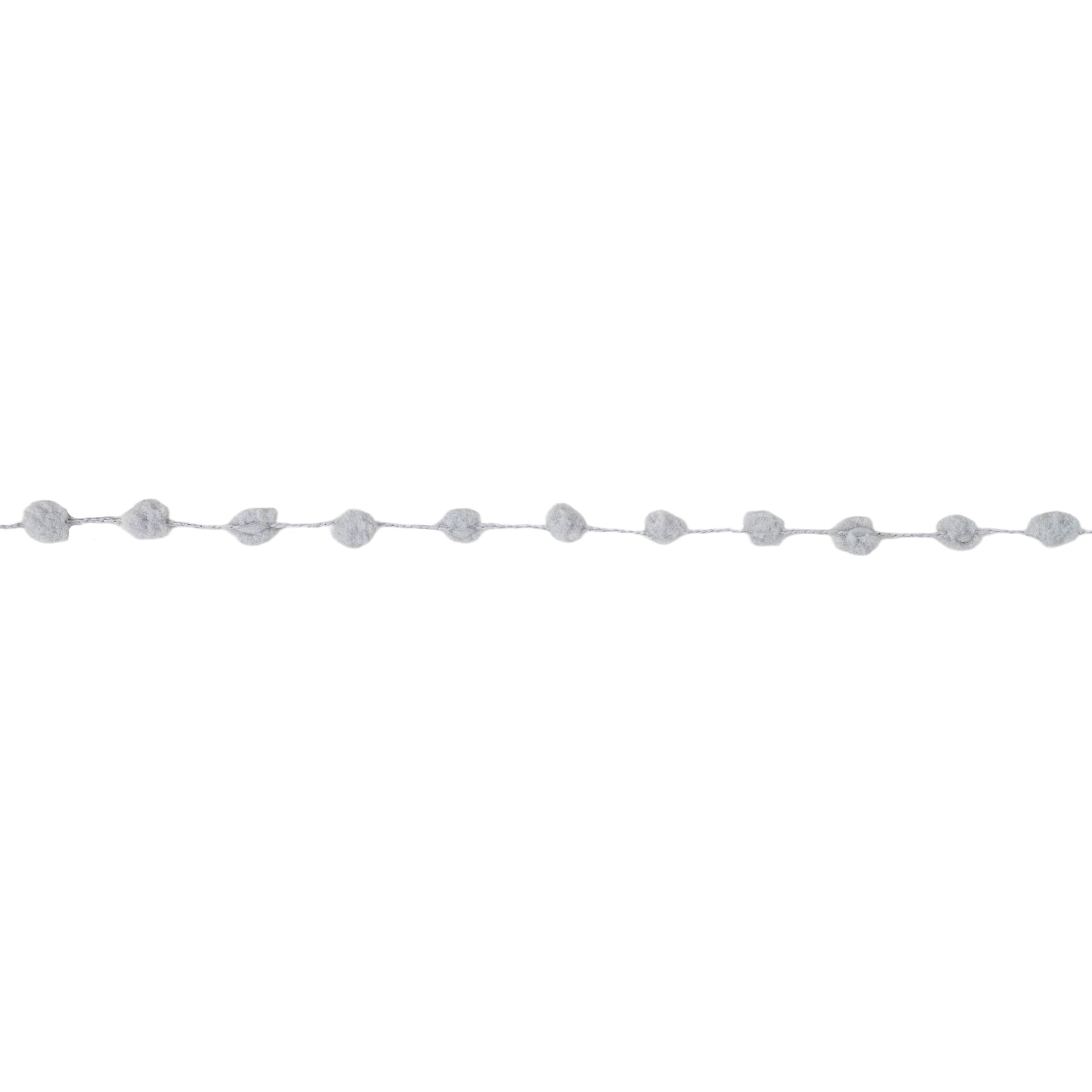 LaRibbons 8mm Wired Pom Pom, Gray, 25 Yard Roll