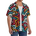 thumbnail image 4 of Vsdgher Geometry Print Men's Wrinkle Free Untucked Cuban Shirt Business Casual Button Down Shirts Short Sleeve Shirt, 4 of 7