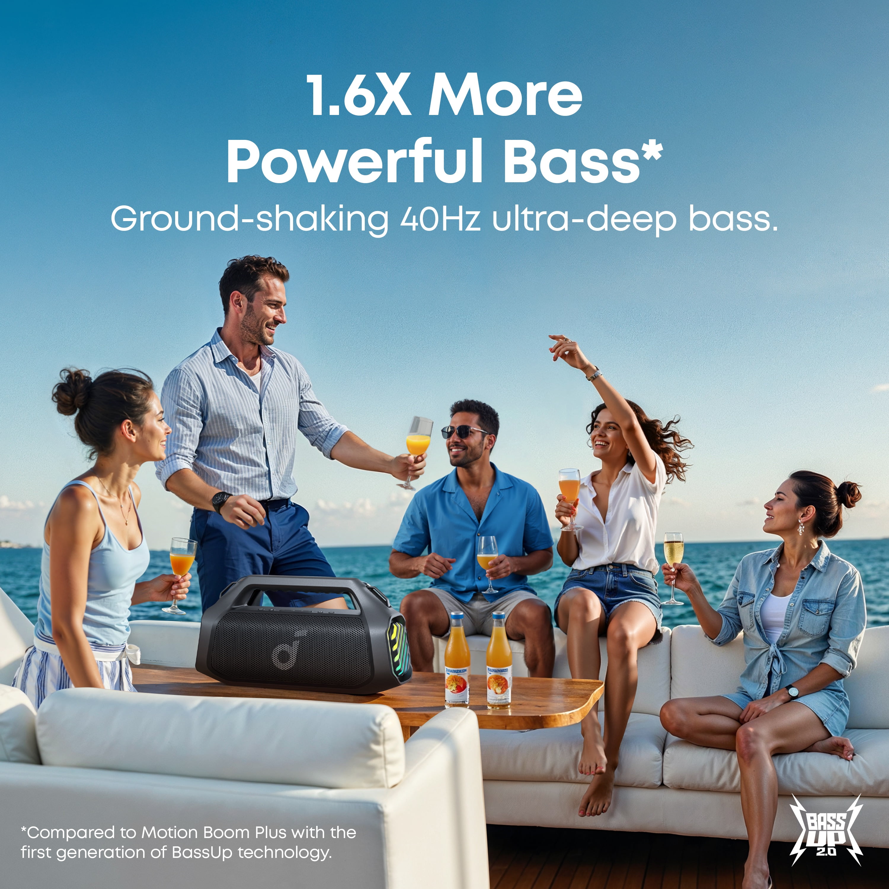 soundcore Boom 2 Pro by Anker Outdoor Bluetooth Speaker, Detachable Shoulder Strap, 140W, BassUp Technology, 20H Playtime, IPX68 Waterproof, AUX-In, Built-In Powerbank