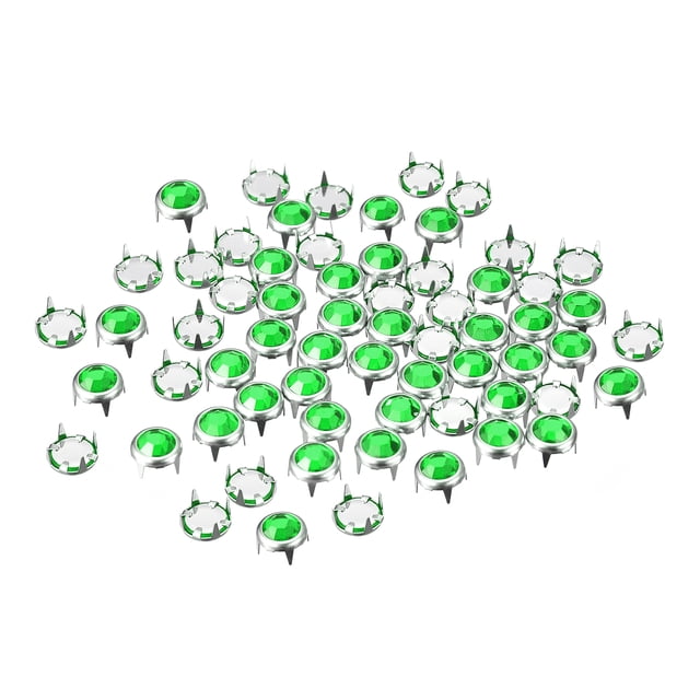 Unique Bargains 100Pack 6mm Rhinestone Stud Refills Embellishment Decorative Rivets Green