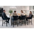 thumbnail image 5 of Bar Stool Set of 4, Legahome 26" Counter Height Bar Stools with Back, Velvet Upholstered Bar Stool with Button Tufted & Wooden Legs, Kitchen Island Counter Stools Set of 4, Black, 5 of 10