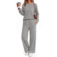 thumbnail image 2 of Fantaslook 2 Piece Womens Lounge Sets Casual Travel Outfits Fall Matching Sweatsuits Long Sleeve Sweatshirt and Wid Leg Pant Pajamas Set, 2 of 9