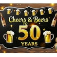 thumbnail image 4 of Black Background Cheers Beers 50 Years Banner Party Supplies Backdrop Decorations for Milestone Birthday Celebrations Anniversary Parties Photo Booth Props Event Decor, 4 of 6
